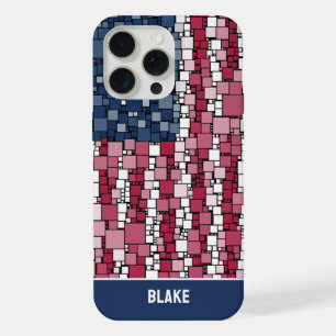 Sterren & Strepen Mozaïek Gepersonaliseerd iPhone 15 Pro Max Case