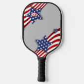 Sterren & Strepen op Grijs Gepersonaliseerd Pickleball Paddle (Achterkant)