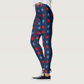Sterren & Strepen Rood & Blauw op Navy Blue Leggings (Links)