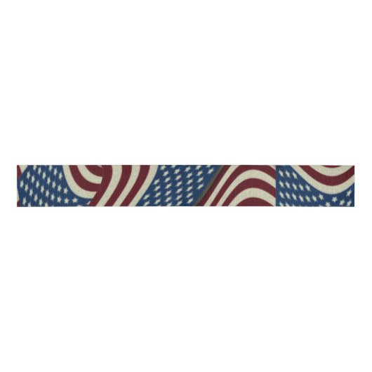 Sterren & Strepen Rood & Blauw USA Amerikaanse vla Grosgrain Lint (Voorkant)