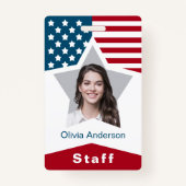 Sterren Strepen Rood Wit Blauw Personeel Foto Badge (Voorkant)