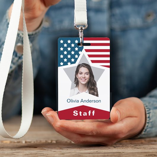 Sterren Strepen Rood Wit Blauw Personeel Foto Badge