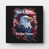 Sterren & Strepen Vlag met Kale Adelaar & Rozen Fotoplaat (Voorkant)