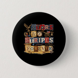Sterren Strepen Voor Altijd Patriottische American Ronde Button 5,7 Cm