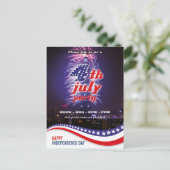 Sterren, Strepen, Vuurwerk 4 juli Uitnodiging (Staand voorkant)