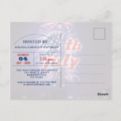 Sterren, Strepen, Vuurwerk 4 juli Uitnodiging (Achterkant)