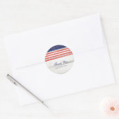 Sterren & Strepen Wit Rustiek Hout Patriottisch Pa Ronde Sticker (Envelop)