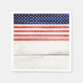 Sterren & Strepen Wit Rustiek Hout Patriottisch Pa Servetten (Voorkant)