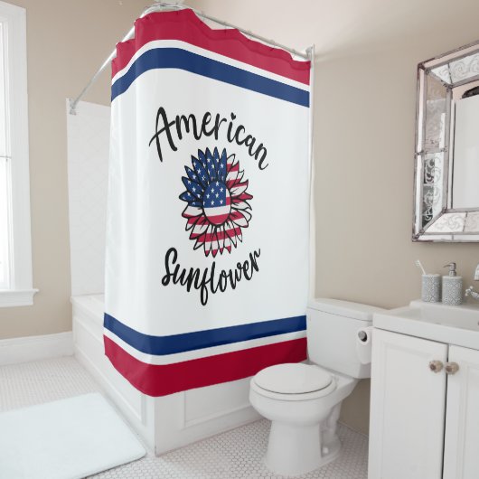 Sterren & Strepen Zonnebloem: een patriottische bl Douchegordijn (In situ)