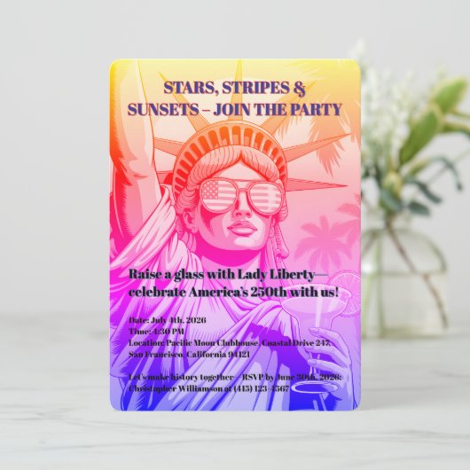 Sterren, Strepen & Zonsondergangen Lady Liberty 25 Kaart (Staand voorkant)