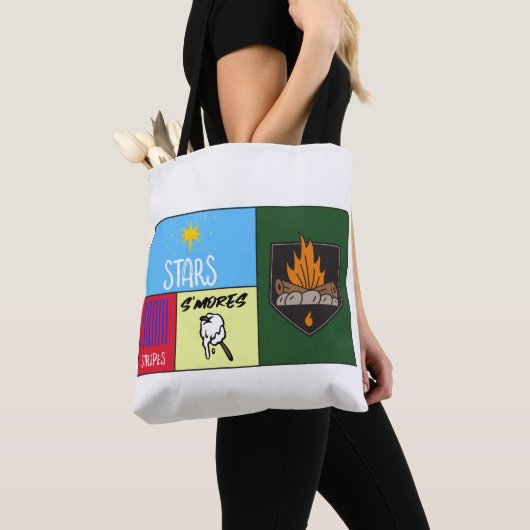 sterren strepen's mores Amerikaanse camping Tote Bag (Dichtbij)