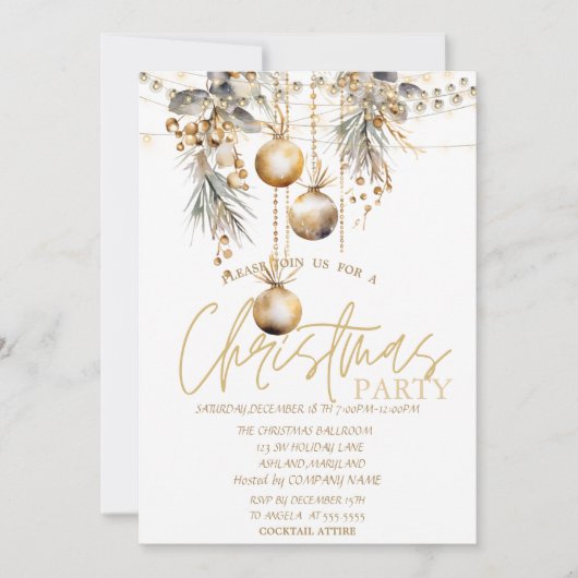 Sterren, String Lights  Balls Christmas Kaart (Voorkant)