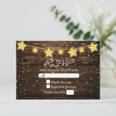 Sterren String Lights Rustic Wood Wedding RSVP Kaa Kaartje (Staand voorkant)