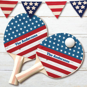 Sterren Stripes Amerikaanse vlag Rustiek Hout Patr Tafeltennisbatje