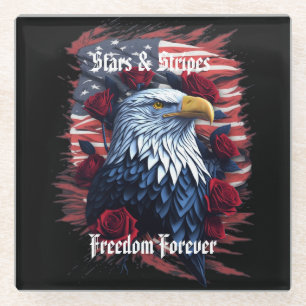 Sterren Stripes Freedom Forever Eagle Amerikaanse  Glazen Onderzetter