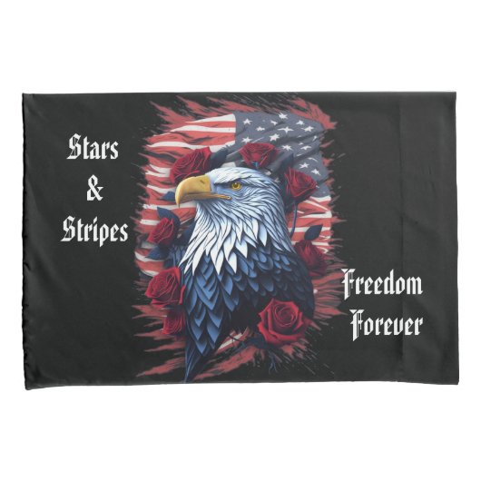 Sterren Stripes Freedom Forever Eagle Amerikaanse  Kussensloop (Voorkant-Rechts)