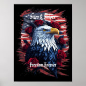 Sterren Stripes Freedom Forever Eagle Amerikaanse  Poster (Voorkant)