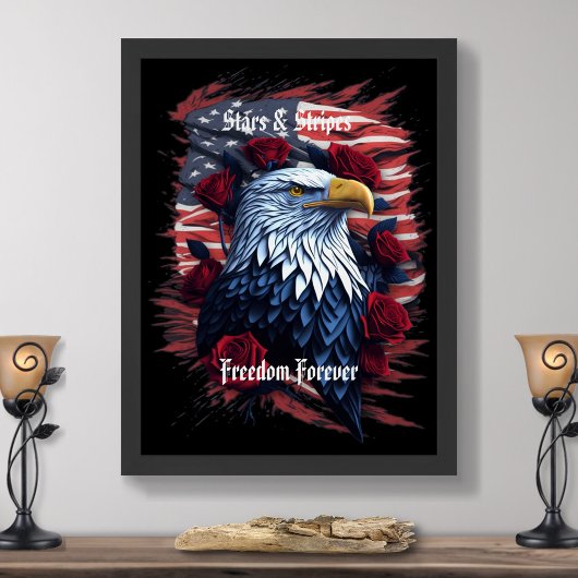 Sterren Stripes Freedom Forever Eagle Amerikaanse  Poster