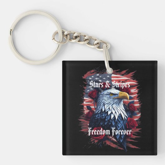 Sterren Stripes Freedom Forever Eagle Amerikaanse  Sleutelhanger (Voorkant)