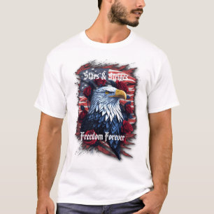 Sterren Stripes Freedom Forever Eagle Amerikaanse  T-shirt