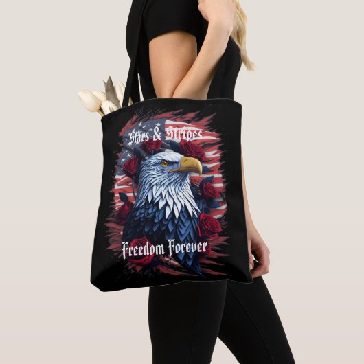 Sterren Stripes Freedom Forever Eagle Amerikaanse  Tote Bag (Dichtbij)