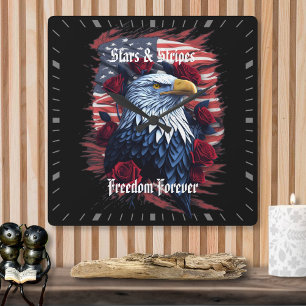 Sterren Stripes Freedom Forever Eagle Amerikaanse  Vierkante Klok