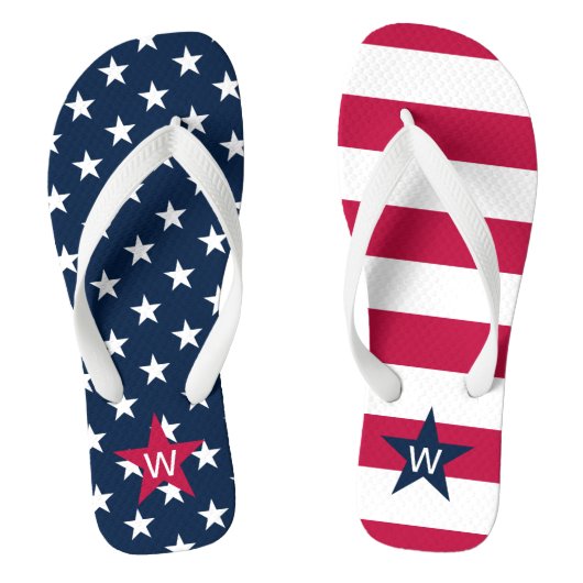 Sterren Stripes Monogrammed Amerikaanse Teenslippe Teenslippers (Voetbed)