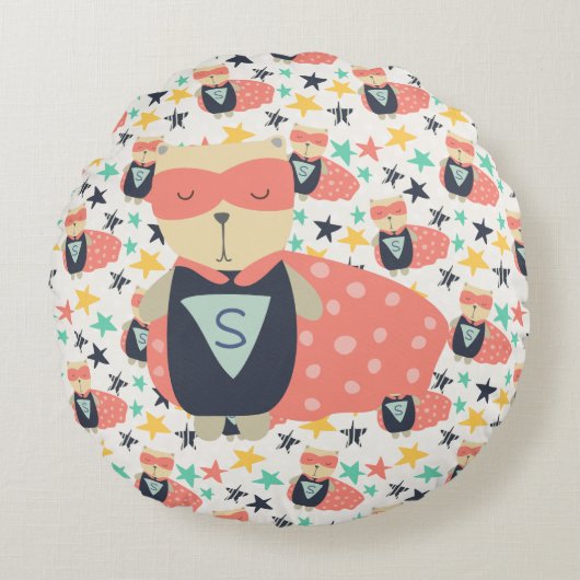Sterren Superheld Rond Kussen (Voorkant)