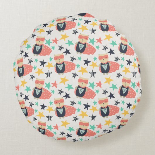 Sterren Superheld Rond Kussen (Achterkant)