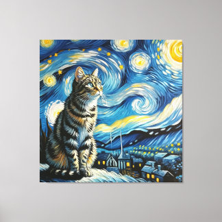Sterren Tabby Kat Portret - Huisdier Portret Canvas Afdruk