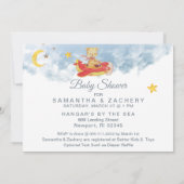 ** Sterren Teddy Bear Red Plane Baby Boy Shower Kaart (Achterkant)