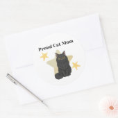 Sterren thema Trots Kat Moeder Ronde Sticker (Envelop)