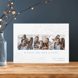 Sterren Tijdingen | 3 Foto Collage Hanukkah Kaart<br><div class="desc">Stuur Chanoeka-groeten in chique stijl met deze elegante en moderne fotocollagekaarten met drie vierkante foto's naast elkaar en versierd met getekende versieringen aan de boven- en onderkant. "Wishing You Love and Light" staat eronder in modern lettertype, met uw "Prettig Chanoeka" en uw familienaam rechtsonder. Het jaar is netjes in het...</div>