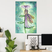 Sterren Tuin Lente Bloem Fee Watercolor Kunst Poster (Thuiskantoor)