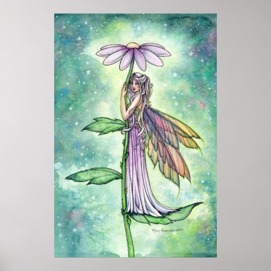 Sterren Tuin Lente Bloem Fee Watercolor Kunst Poster (Voorkant)