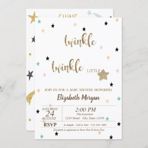 Sterren, Twinkle Twinkle Little Star Baby shower Kaart