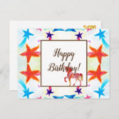 Sterren & Uniocorn Verjaardag Wenskaart Briefkaart (Voorkant / Achterkant)