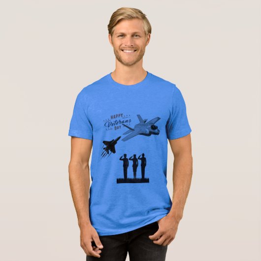 Sterren van blauw offer Tri-Blend shirt (Voorkant volledig)