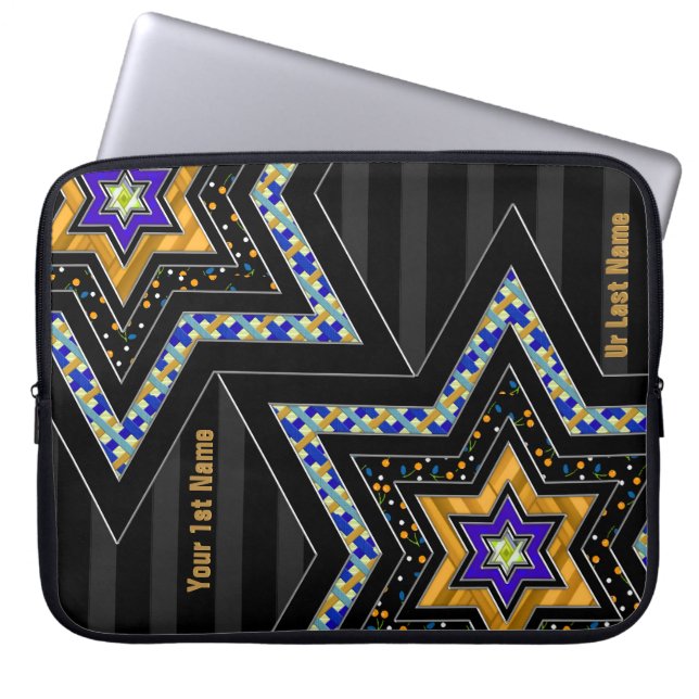 STERREN van David en Stripes v1 (gepersonaliseerd) Laptop Sleeve (Voorkant)
