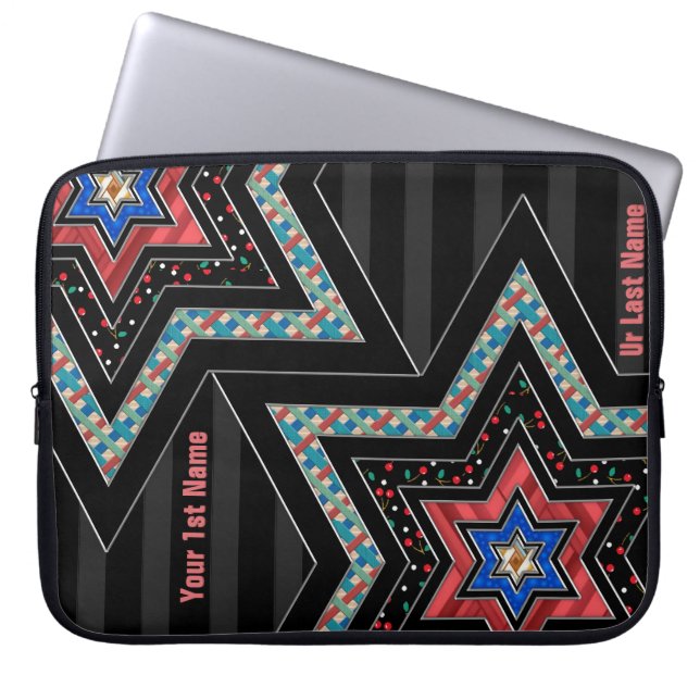 STERREN van David en Stripes v2 (gepersonaliseerd) Laptop Sleeve (Voorkant)