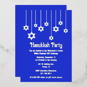 Sterren van David Hanukkah Party Folie Uitnodiging