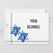 Sterren van David Jewish Wedding RSVP Kaartje (Achterkant)