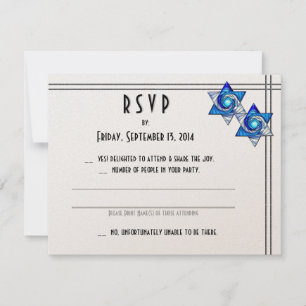 Sterren van David Jewish Wedding RSVP Kaartje