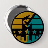 Sterren van goedkeuring - een modern perspectief ronde button 4,0 cm (Voorkant /achterkant)