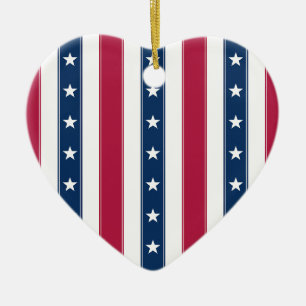 Sterren & Verticale Strepen Klassiek Americana Keramisch Ornament