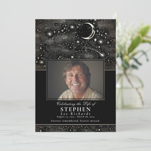 Sterren Viering van het Leven Foto Memorial Funera Programmakaart (Staand voorkant)