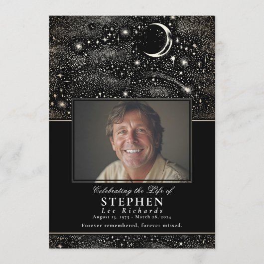 Sterren Viering van het Leven Foto Memorial Funera Programmakaart (Voorkant)