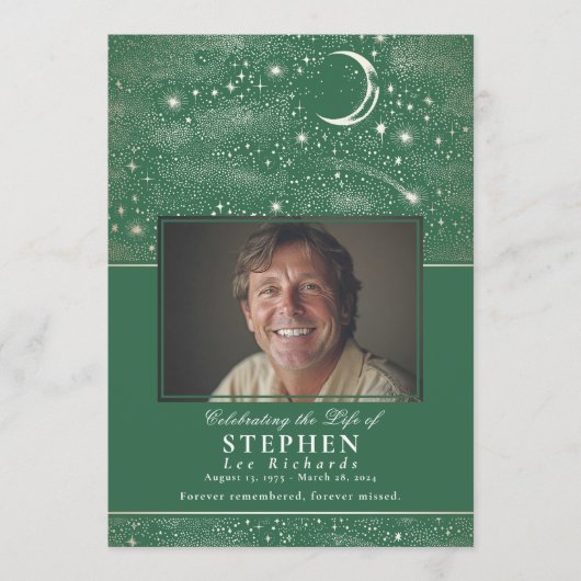 Sterren Viering van het Leven Foto Memorial Funera Programmakaart (Voorkant)