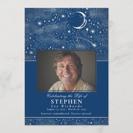 Sterren Viering van het Leven Foto Memorial Funera Programmakaart (Voorkant)