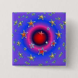 Sterren Vierkante Button 5,1 Cm
